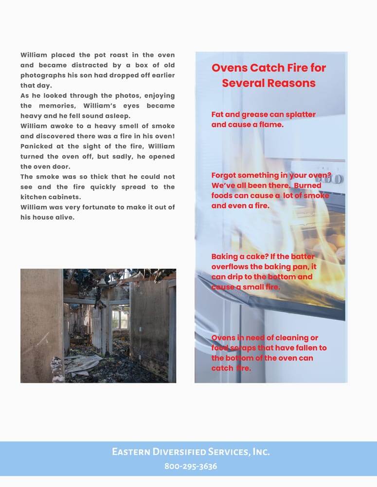 article about oven fires and fire safety